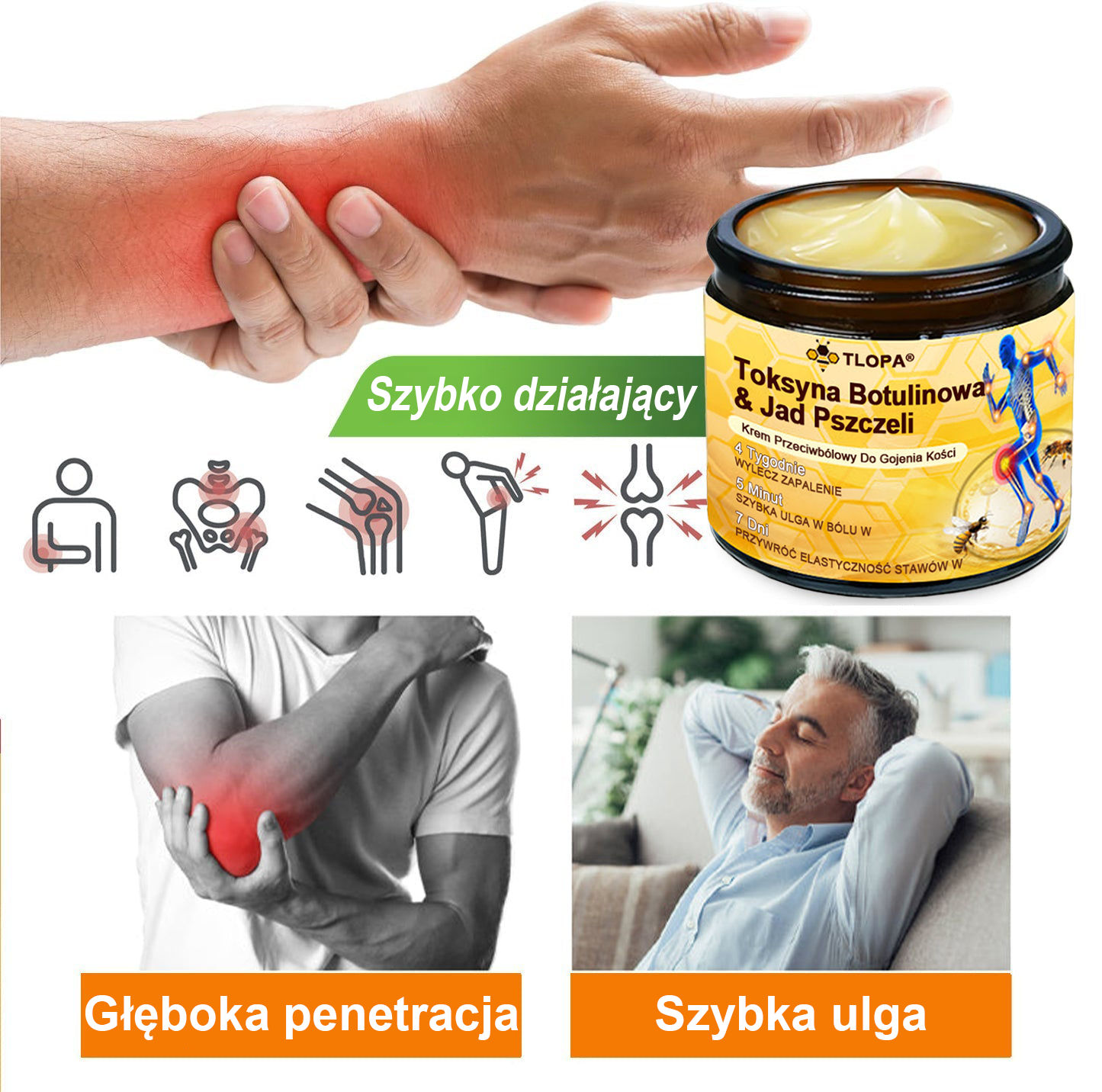 🦴TLOPA® Toksyna botulinowa i jad pszczeli Krem przeciwbólowy do gojenia kości🔥🔥🔥🔥🔥🔥