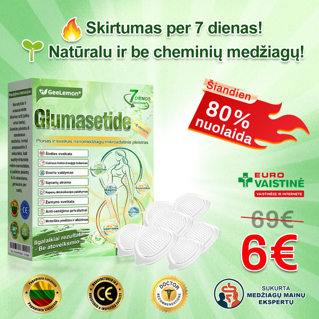 🇱🇹 Rekomenduojama šalies specialistų · 👩‍⚕️ Oficiali atstovybė Lietuvoje |👩‍⚕️ 𝐆𝐞𝑒𝐿𝑒𝐦𝐨𝐧® 𝐆𝐥𝐮𝐦𝐚𝐬𝐞𝐭𝐢𝐝𝐞 8 viename Liekninantis ir sveikatinantis nano pleistras su mikroadatomis 🇱🇹 (Tik kartą per dieną, matomi pokyčiai jau per 7 dienas) ✅